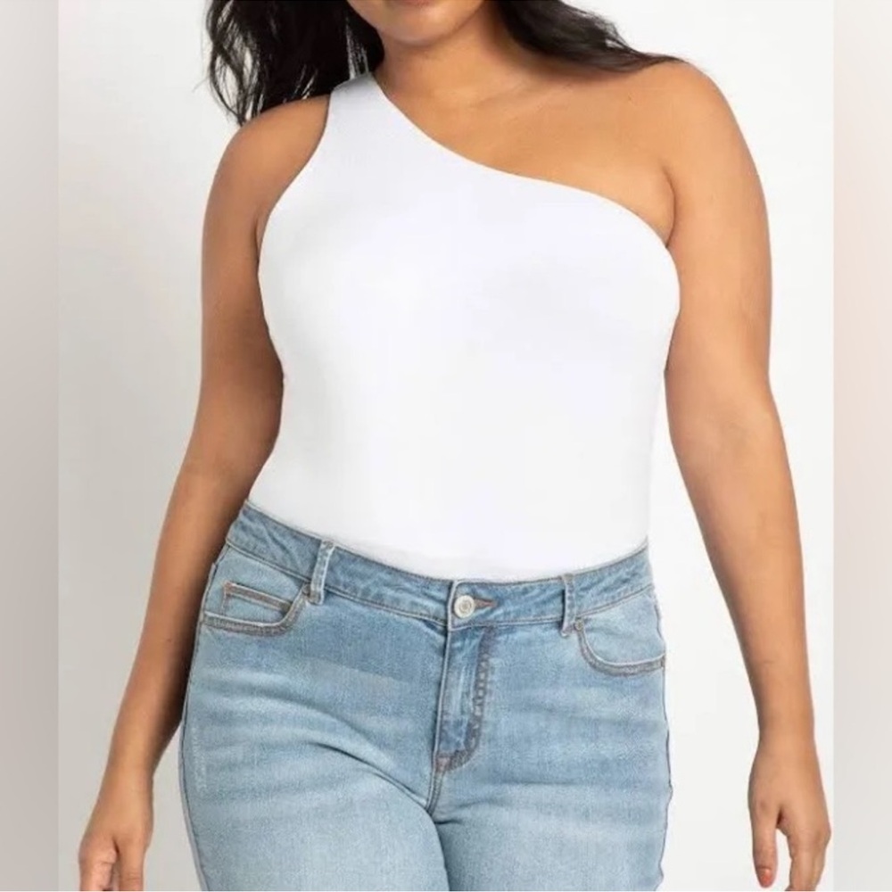 Eloquii Women's One Shoulder Bodysuit white size 18/20 white worn for shoots